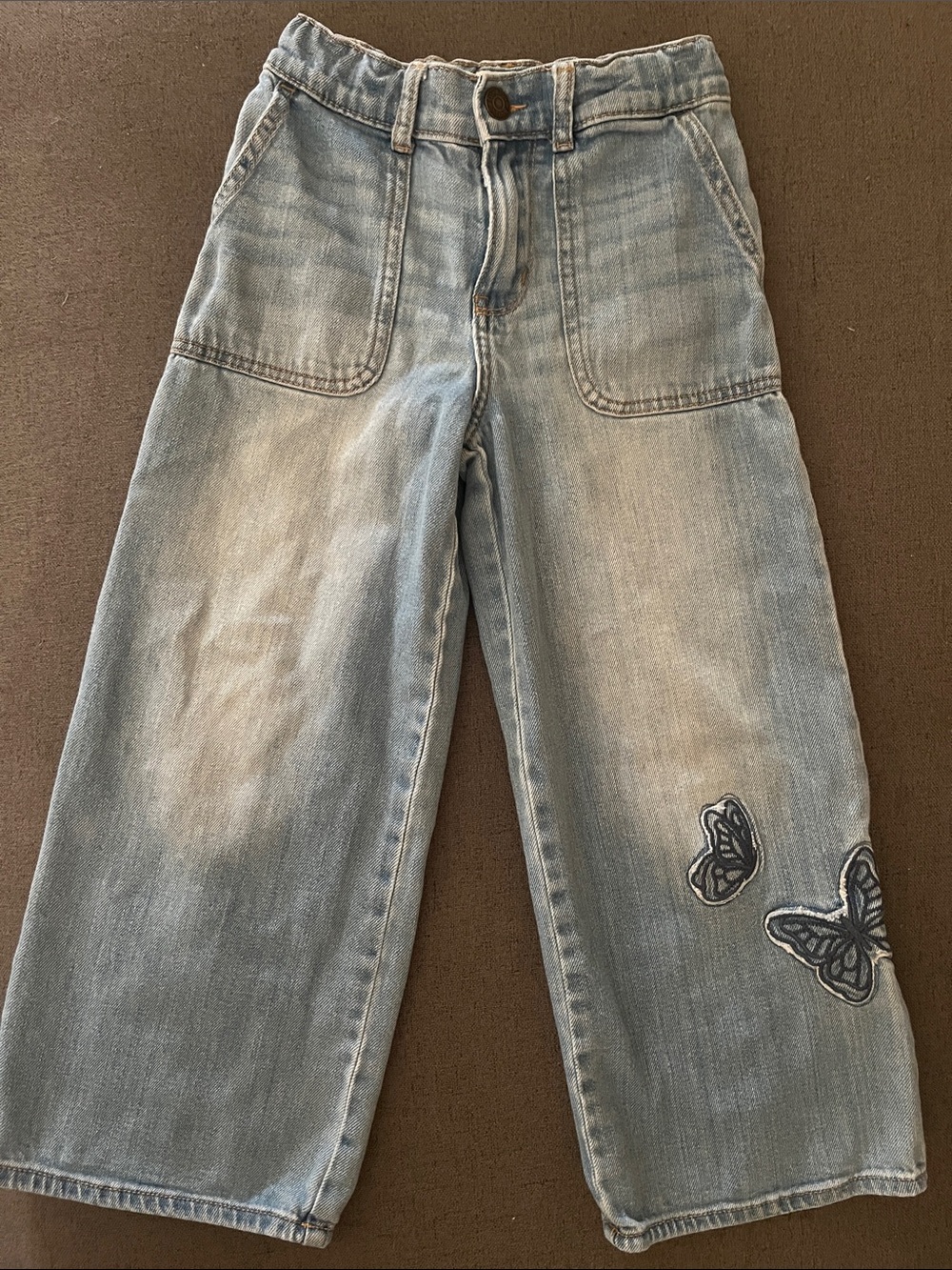 OshKosh B'gosh Light Blue Wide-Leg Jeans with Butterfly Patches